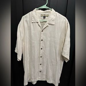Tommy Bahama Men's Large Embroidered 100% Silk Camp Shirt